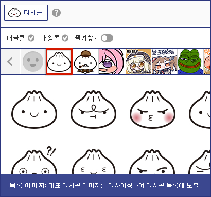 목록 이미지 : 대표 디시콘 이미지를 리사이징하여 디시콘 목록에 노출 